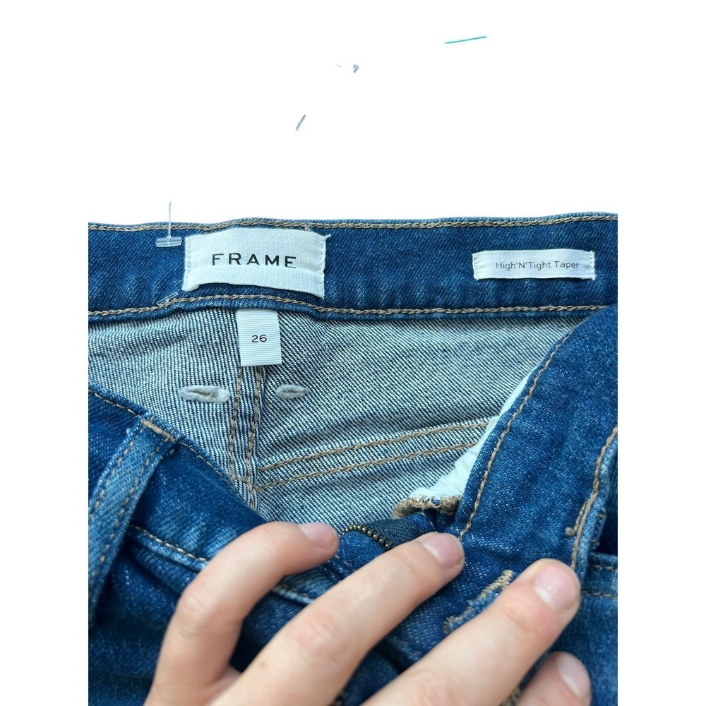 FRAME Denim High N Tight Tapered Leg Jeans Size 26 Blue Wash‎ High Rise - Picture 4 of 9